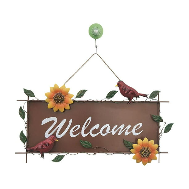 Sunflower Welcome Ornament Living Room Fence Wall Hanging Metal Iron Decoration